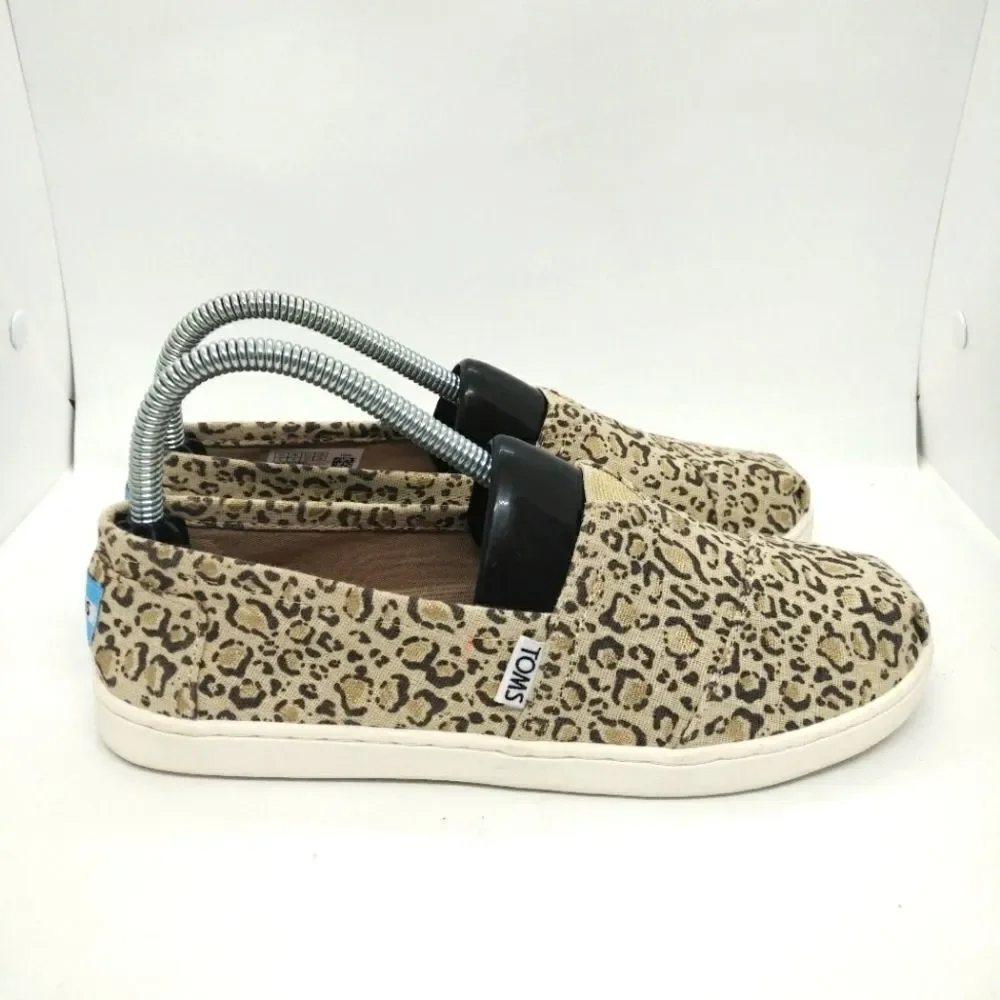 Toms Animal Print Flats Shoes‎ Youth Girls Size 5 Y Beige,